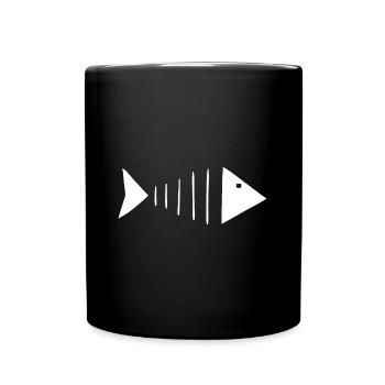 Fischgräte Fisch Angler Fischer - Tasse einfarbig - Schwarz - Vorne