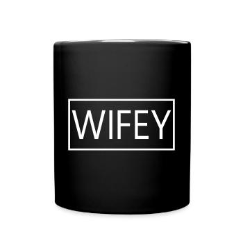 Wifey Matching Couple Engagement Wedding Honeymoon - Full Colour Mug - black - Front