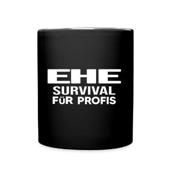bushcraft survival spruch Ehe und Hochzeit Jungel - Tasse einfarbig - Schwarz - Vorne