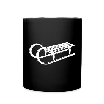 Schlitten Illustration Grafik Symbol Schnee Winter - Tasse einfarbig - Schwarz - Vorne