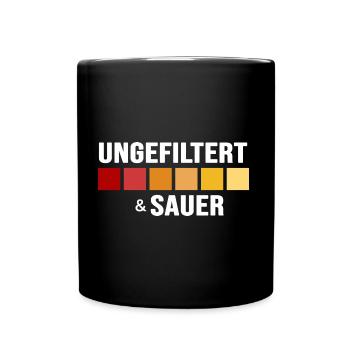 Aquarium-Fisch Aquarianer "ungefiltert und sauer" - Tasse einfarbig - Schwarz - Vorne