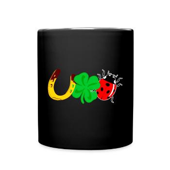 Trèfle fer à cheval porte-bonheur Coccinelle - Mug uni - noir - Devant