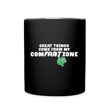 MY COMFARTZONE Lustiges Furzen Geschenk Pupsen - Tasse einfarbig - Schwarz - Vorne