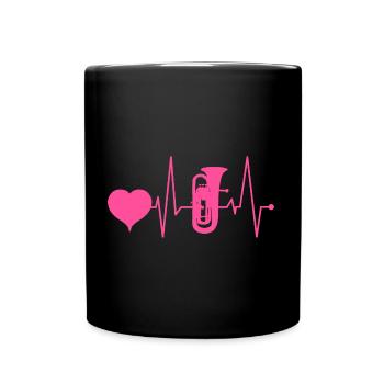 Euphonium Euphonist Girl Mama Heartbeat Pink - Full Colour Mug - black - Front