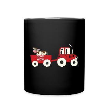 Lustiger Kuh-Traktor Cartoon Design - Tasse einfarbig - Schwarz - Vorne