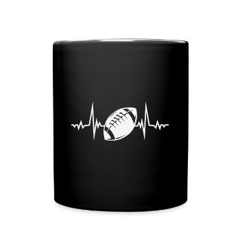 ECG Pulse Heart Line Football US Sports Gift - Full Colour Mug - black - Front