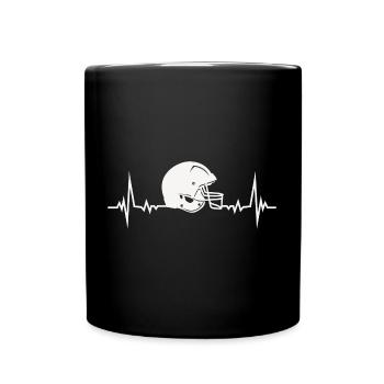 ECG Pulse Heart Line Football Helmet US Sports Gift - Full Colour Mug - black - Front