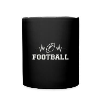 ECG Pulse Heart Line Football US Sports Gift - Full Colour Mug - black - Front