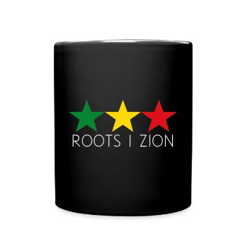 Roots I Zion - Rasta Reggae Roots Stars - Full Colour Mug - black - Front