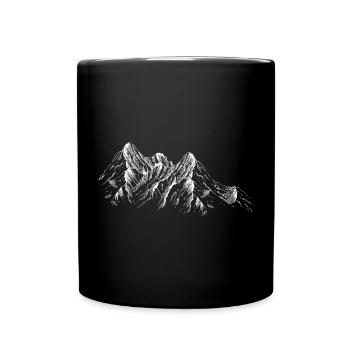 Alpine Silhouette Gebirgskette - Tasse einfarbig - Schwarz - Vorne
