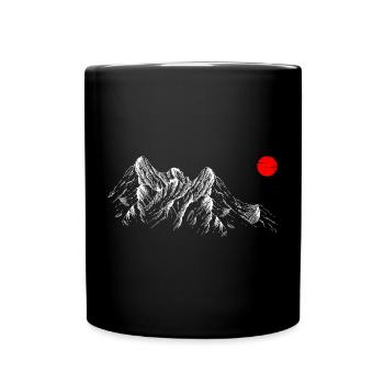 Soleil cramoisi sur des pics silencieux - Mug uni - noir - Devant
