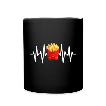 Pommes Frites Herzschlag - Tasse einfarbig - Schwarz - Vorne