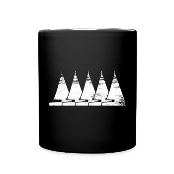 Segelschiff Zeichnung - Tasse einfarbig - Schwarz - Vorne