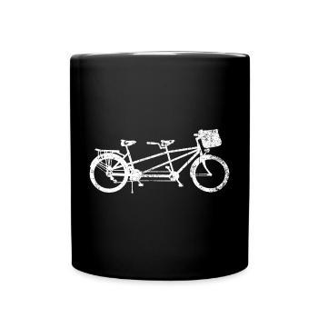 Tandem Bicycle Silhouette - Full Colour Mug - black - Front