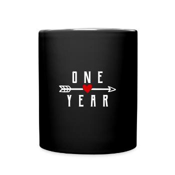 1 Year First Wedding Anniversary Relationship - Full Colour Mug - black - Front