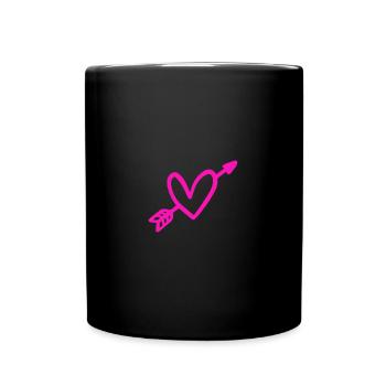 Pfeil und Herz Liebe Valentinstag Amor - Tasse einfarbig - Schwarz - Vorne