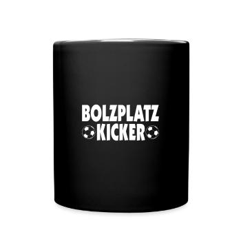 Bolzplatzkicker Fußball Fan Kicker - Tasse einfarbig - Schwarz - Vorne