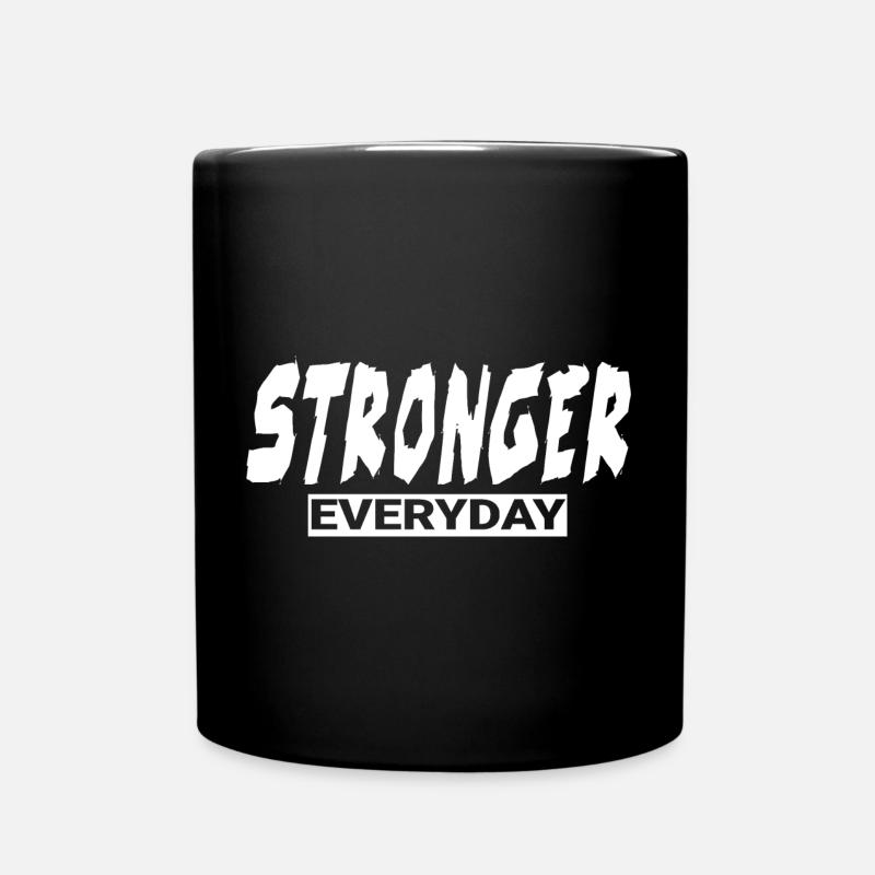 Stronger Everyday Funny Gym Gift - Full Colour Mug - black