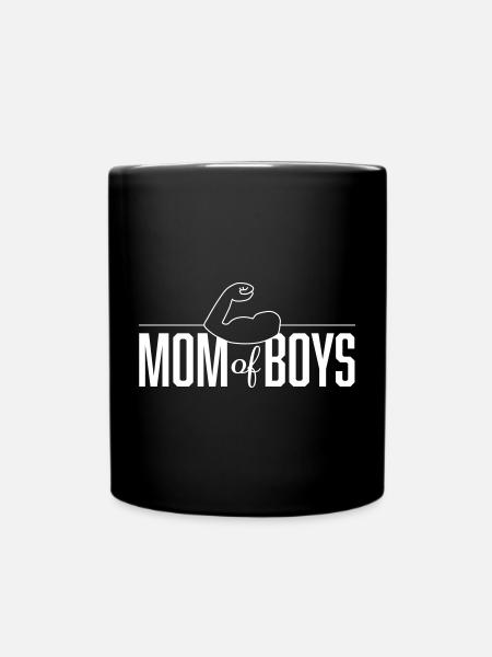 Mom of Boys Mother's Day white - Full Colour Mug - black