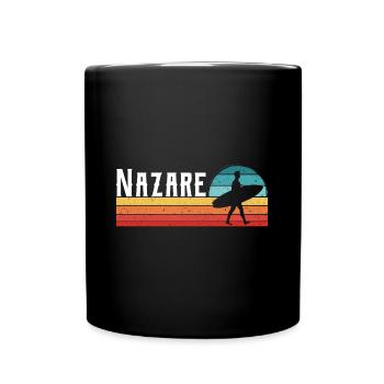Nazare Portugal Surfer Rétro Vintage - Mug uni - noir - Devant