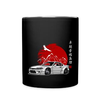 S15 Silvia Sonne Drift Königin JDM Hieroglyphen - Tasse einfarbig - Schwarz - Vorne