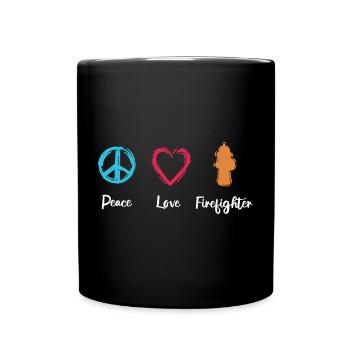 Peace Love Firefighter - Full Colour Mug - black - Front