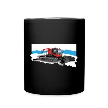 Snow groomer at work in the snow - Full Colour Mug - black - Front