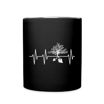 heartbeat, tree, nature, pulse, symbol, forest, icon, graphic - Full Colour Mug - black - Front