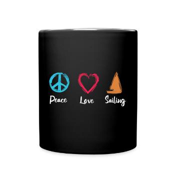 Frieden Liebe Segeln - Tasse einfarbig - Schwarz - Vorne