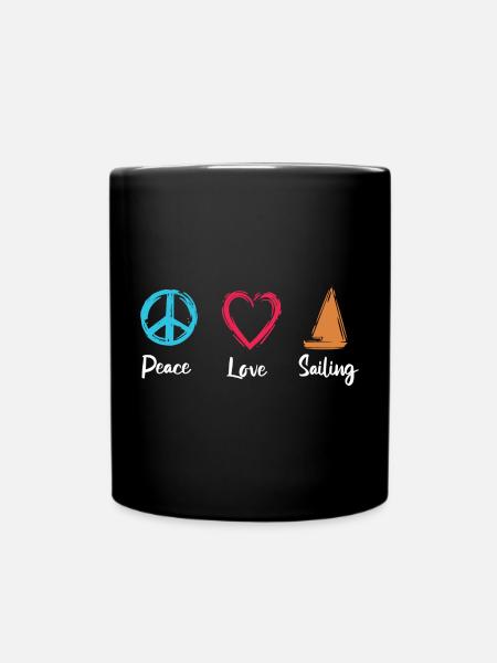 Frieden Liebe Segeln - Tasse einfarbig - Schwarz