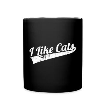 Ich mag Katzen - Tasse einfarbig - Schwarz - Vorne