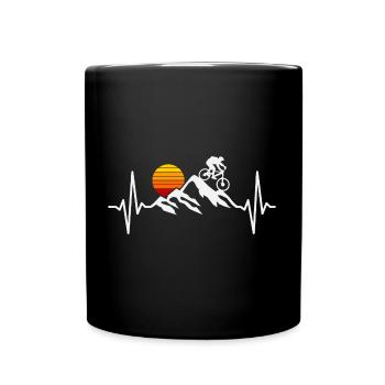 Mountain Biking Heartbeat MTB Downhill Bike Rider - Full Colour Mug - black - Front