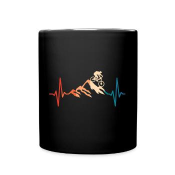 Mountain Biking Heartbeat MTB Downhill Bike Rider - Full Colour Mug - black - Front