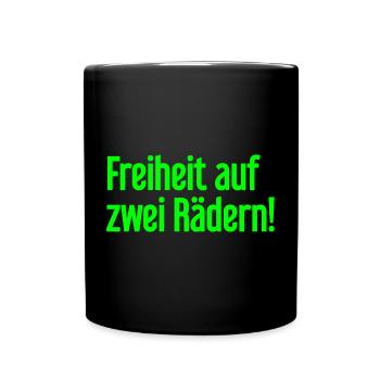 Freedom on Two Wheels - Cyclist Design - Full Colour Mug - black - Front