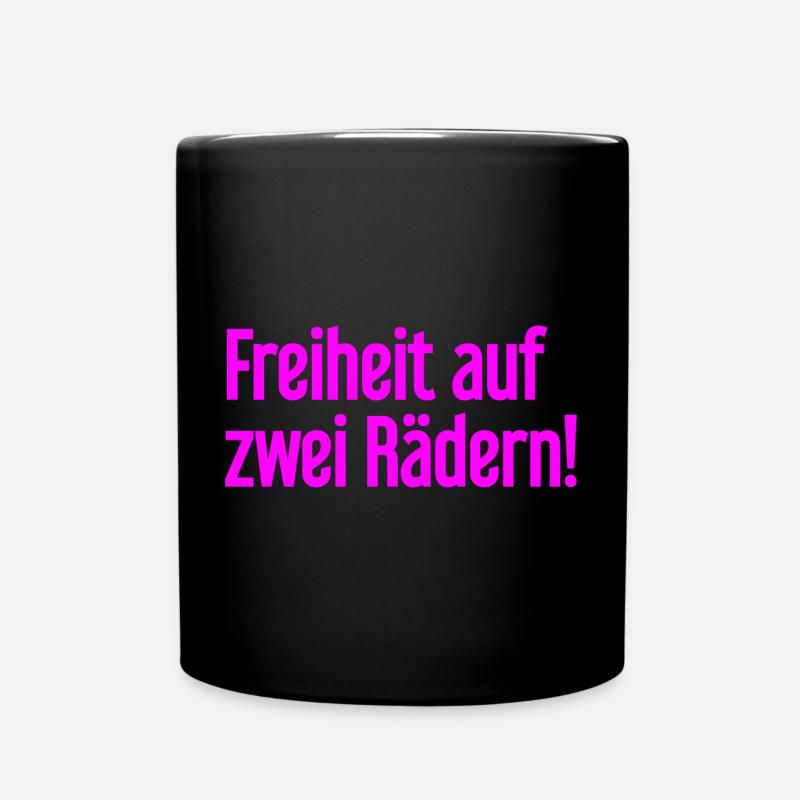 Freedom on Two Wheels - Cyclist Design - Full Colour Mug - black