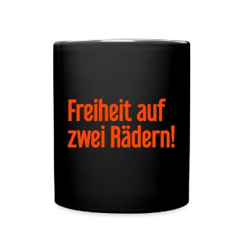 Freedom on Two Wheels - Cyclist Design - Full Colour Mug - black - Front