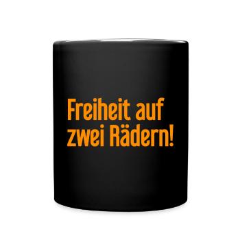Freedom on Two Wheels - Cyclist Design - Full Colour Mug - black - Front