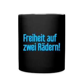 Freedom on Two Wheels - Cyclist Design - Full Colour Mug - black - Front