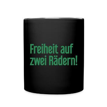 Freedom on Two Wheels - Cyclist Design - Full Colour Mug - black - Front