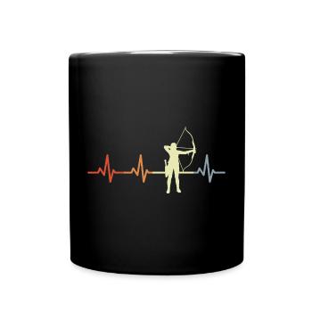 Bogensportlerin Herzlinie - Tasse einfarbig - Schwarz - Vorne