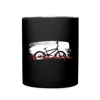 Fahrrad Herzschlag Fahrrad Grafik - Tasse einfarbig - Schwarz - Vorne