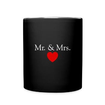 Mr. & Mrs. Heart Wedding Marriage Lovers - Full Colour Mug - black - Front
