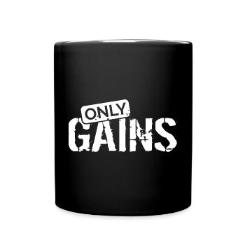 only gains fitness muscle building gym training icon - Full Colour Mug - black - Front