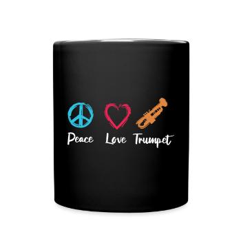 Frieden Liebe Trompete - Tasse einfarbig - Schwarz - Vorne