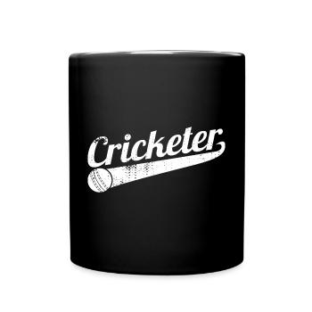 Lustiger Kricketspieler - Tasse einfarbig - Schwarz - Vorne