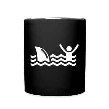 T Shirt Shark Swimming Rescue fun surf beach - Full Colour Mug - black - Front