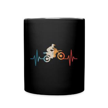 Dirt Biking Heartbeat Motocross Dirt Bike Rider - Full Colour Mug - black - Front