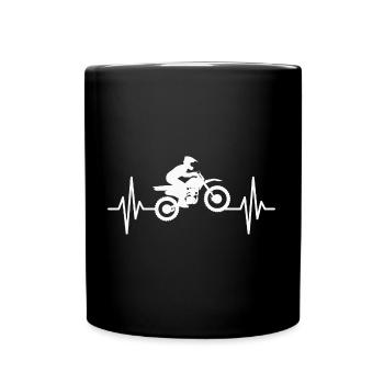 Dirt Biking Heartbeat Motocross Dirt Bike Rider - Full Colour Mug - black - Front
