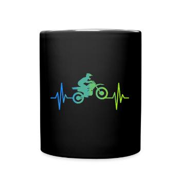 Dirt Biking Heartbeat Motocross Dirt Bike Rider - Full Colour Mug - black - Front