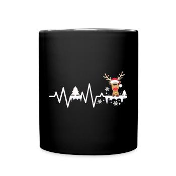 Kleines Rentier Herzschlag Elch Weihnachten Lustig - Tasse einfarbig - Schwarz - Vorne